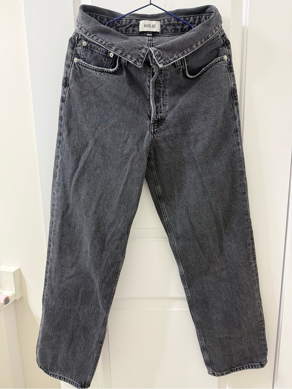 Agolde High-Rise Foldover-Waist Tapered Jeans